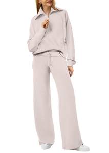 XIEERDUO Lounge Sets For Women 2025 Half Zip Sweatshirt And Wide Leg Sweatpant 2 Piece…