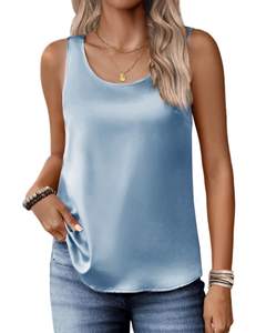 Zeagoo Silk Satin Tank Tops for Women Scoop Neck Sleeveless Camisole Tops | Under Blazer…