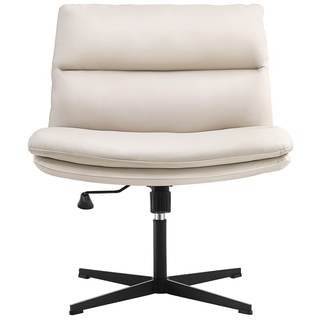 EMIAH Criss Cross Chair No Wheels Armless Desk Chair Comfy, PU Leather | Vanity Chair…