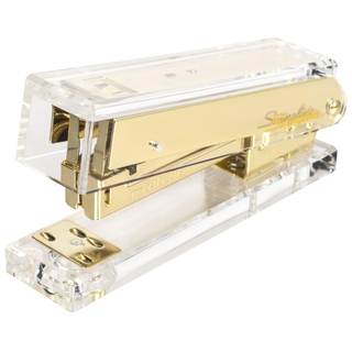 Swingline Compact Clear Acrylic Gold Stapler, 20 Sheet Capacity, Half Strip, Transparent…