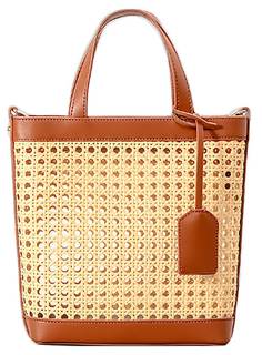 Rattan Tote Bag for Women Straw Beach Bag Crossbody Purse PU Leather Summer Shoulder Bag…