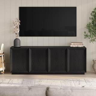 Henn&Hart 68" TV Stand for TVs up to 75", Natural Black | Textured panel doors create a…