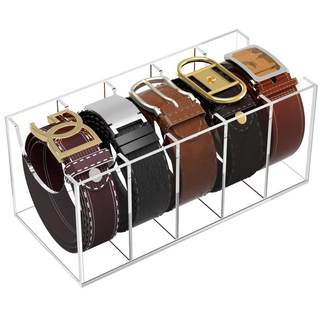 NIUBEE Belt Organizer for Closet, Acrylic Belt Box, Belt Storage, 5 Grids | Clear Belt…