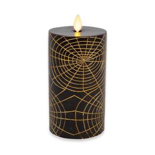 Luminara Spider Flameless LED Candle, Black & Gold 3" x 6.5", Moving Flame Pillar…