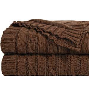 NTBAY Cotton Oversized Cable Knit Throw Blanket, 60 x 80, Brown | 100% Cotton Cable Knit…