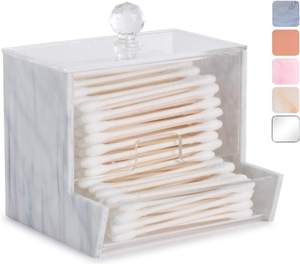 My Space Organizers Marble Acrylic Qtip Holder for Qtip Brand Cotton Swab Holder, Qtip…