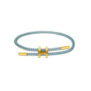 AIMADE Adjustable Charm Bracelet for Women, 18K Gold Plated Titanium Steel peacock blue