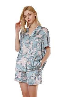 YiNi LuLu Womens Silk Satin Shorts Pajamas Set Button Down 2 Piece Pjs Short Sleeve…