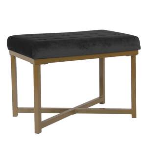 HomePop 24" Tufted Velvet Ottoman Bench - Black