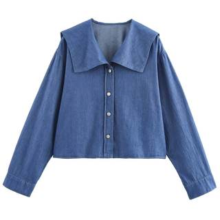 KEOMUD Women's Spring Fall Denim Effect Button Down Shirt, Casual Long Sleeve Blouse Tops…