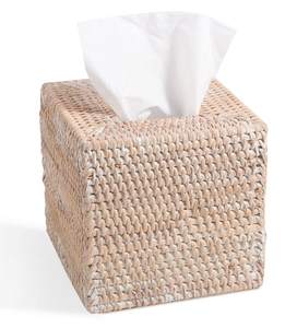 Livelab Rattan Tissue Box Cover Square, Hand Woven Natural Wicker Tissue Box Holder…