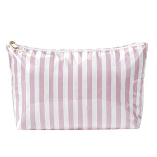 Large PVC Waterproof Striped Makeup Bag,Clear Coated Cosmetic Bags,Easy to Clean,Travel…