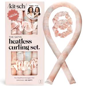Kitsch Satin Heatless Curls Overnight Set - Sunset Tie Dye | No Heat Damage Overnight…