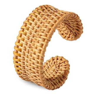 Rattan Bracelet Handmade Lightweight Straw Wicker Braid Cuff Bangle Bracelet Statement…