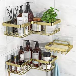 YASONIC Corner Shower Caddy, 3-Pack Adhesive Bathroom Caddy with Soap Holder and 12…