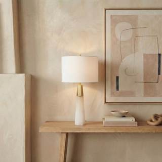 SAFAVIEH Couture Lighting Collection Toto Alabaster/Gold 27-inch Bedroom Living Room Home…