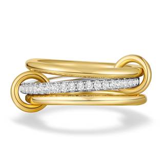 AllenCOCO 14K Gold Plated Stackable Rings, 3 Ring Set with CZ Cubic Zirconia, Gold &…