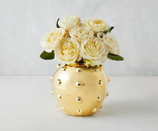 Z Gallerie Orb Bauble Vase, Gold | Spherical, Studded Textured Vessel, Flowers Not…