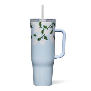 Corkcicle x Rifle Paper Co. Cruiser Insulated Tumbler with Handle & Straw - Keeps Drinks…