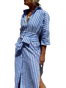 utcoco Womens 2026 Shirt Dress Casual Lapel 3/4 Sleeve Button Down Split Belted Vacation…