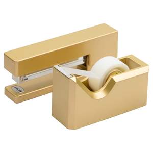 JAM PAPER Office & Desk Sets - 1 Stapler & 1 Tape Dispenser - Gold - 2/Pack Combo Set Gold