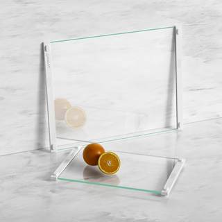 LANGBOHOS Glass Cutting Boards for Kitchen(12x16" & 12x8"),Clear Paired with White…