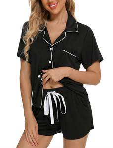 Leikar Womens Button Down Pajama Sets Bride Pajamas Sets Sleepwear Shorts Lounge Set