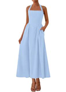 KIRUNDO Summer Dresses for Women 2026 Halter Maxi Wedding Guest Party Cocktail Semi…
