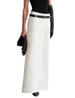 Women's Long Maxi Skirt, Elegant High Waist H Line Long Straight Split Maxi Skirts for…