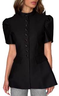 Going Out Tops for Women Waist Cinched Button Elegant OL Style Shirt Short Sleeve Date…