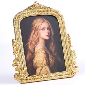 Ornate Gold 5x7 Picture Frame, Vintage Roman Texture, Hand-Crafted Resin Retro Frame with…