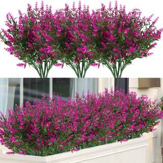 16 Bundles Outdoor Artificial Lavender Fake UV Resistant No Fade Flowers Shrubs, Faux…