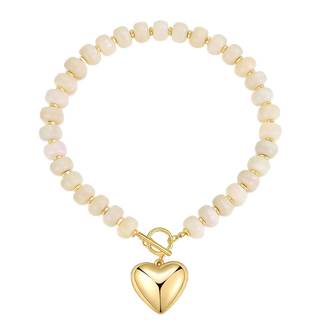 GZQ Chunky Plain Gold Heart Necklace for Women, Boho Resin Beaded Choker Necklace…