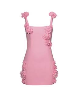 JW PEI Women's Elaina Rosette Applique Mini Dress 6 Pink