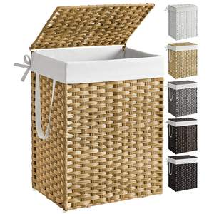 SONGMICS Laundry Hamper with Lid, 23.8 Gallon (90 L) Synthetic Rattan Clothes Laundry…