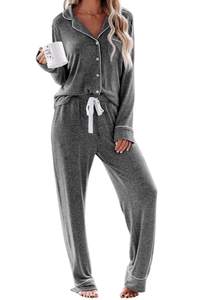 Aamikast Women's Pajama Sets Long Sleeve Button Down Sleepwear Nightwear Soft Pjs Lounge…