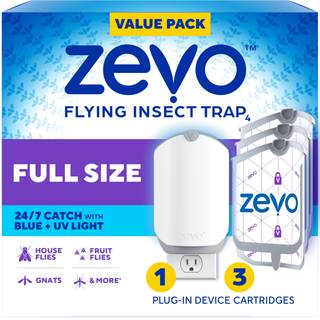 Zevo Flying Insect Trap for Fruit Flies & Gnats, 1 Base & 3 Refills | Fly Trap Catches…