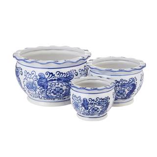 HakkaGirl Blue and White Planters, Succulent Pots Ceramic Plant Pots Indoor with Drainage…