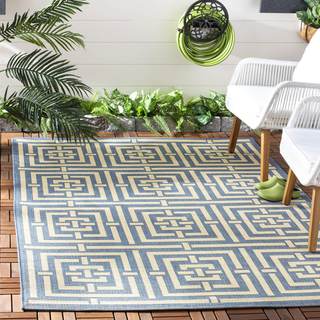SAFAVIEH Courtyard Collection 2'7" x 5' Blue / Bone CY6937 Indoor/ Outdoor Splashproof…