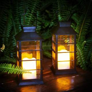 2 Pack Outdoor Garden Hanging Lanterns with Waterproof LED Flickering Flameless Candle…