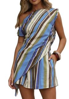 2 Piece Sets One Shoulder Top and Shorts Going Out Outfits Women Clothing