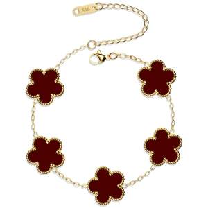 AICase 18K Gold Plated Clover Bracelet Dupes Bracelet Set for Women Flower Leaf Lucky…