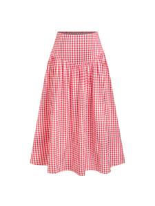 CIDER Gingham Midi Skirts for Women A Line High Waist Long Plaid Maxi Skirt | Trendy…