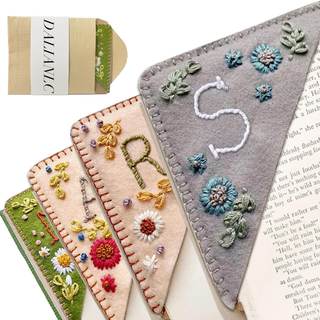 Dalianlc 26 Letters Personalized Hand Embroidered Corner Bookmark Cute Flower Embroidery…