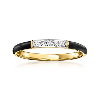Ross-Simons Black Enamel Ring With Diamonds in 18kt Gold Over Sterling Diamond 5
