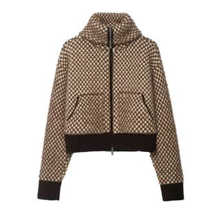 Chevara Women’s Fuzzy Checkered Cardigan Long Sleeve Zip Up High Neck Plaid Cardigans…