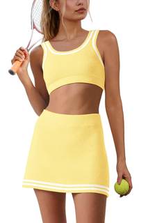 Panadila Womens 2 Piece Skirt Set Workout Outfits | Tennis Skorts with Built-in Shorts…