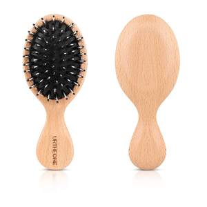 URTHEONE Mini Boar Bristle Hair Brush Small Travel Pocket brush for Women | Natural…