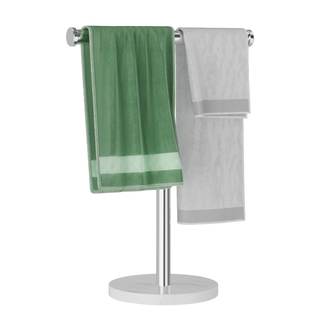 Hand Towel Holder for Bathroom, Freestanding Towel Stand, Brushed Nickel | T-shape…