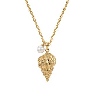 MEVECCO Ocean Pendant Necklace for Women, 18K Gold Plated Imitation Pearl Cubic Zirconia…